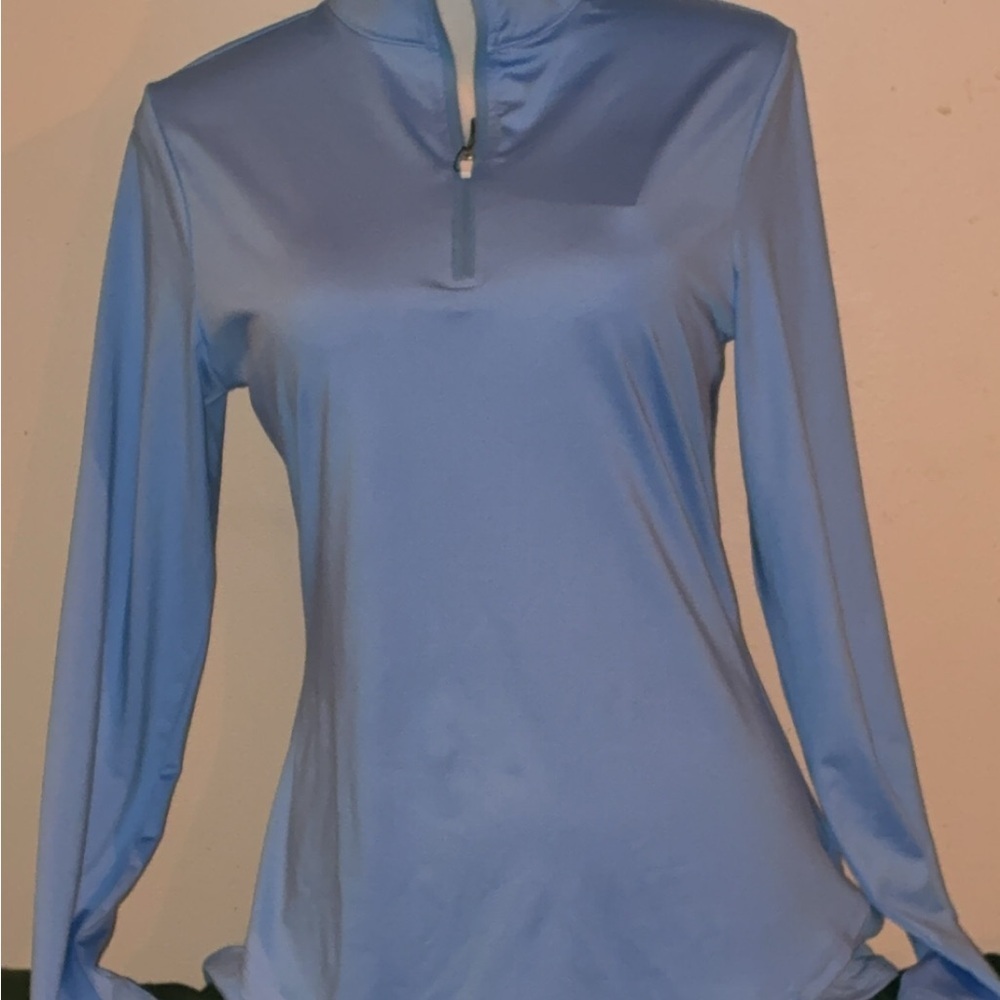 LOVRUBY Light Blue Quarter Zip Athletic Top | Womens Long Sleeve Activewear